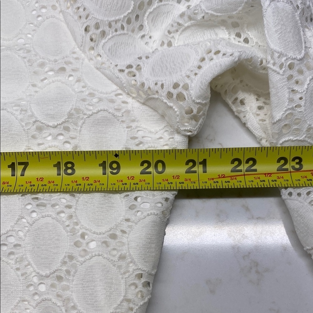 Lace Dress Shift Spring Bridal Balletcore 3/4 Sleeve Ruffle Cream White Lined XL - Picture 6 of 10